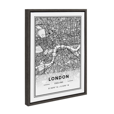 Sylvie London Modern Map Framed Canvas by kateandlaurel - product image 2 for Resin Society