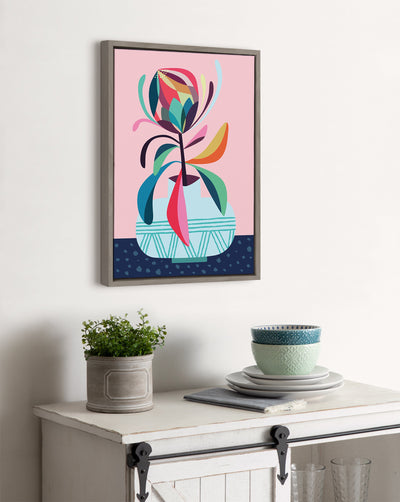 Sylvie Mid Century Modern Protea Framed Canvas by kateandlaurel - product image 12 for Resin Society