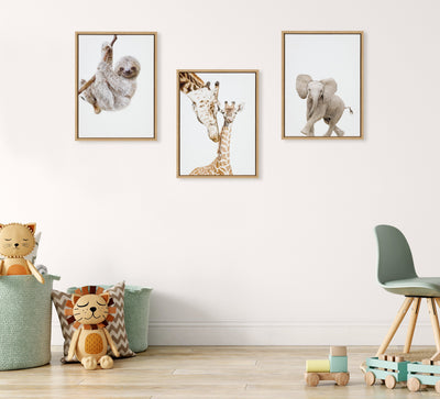 Sylvie Baby Elephant Walk Framed Canvas by Amy Peterson Art Studio