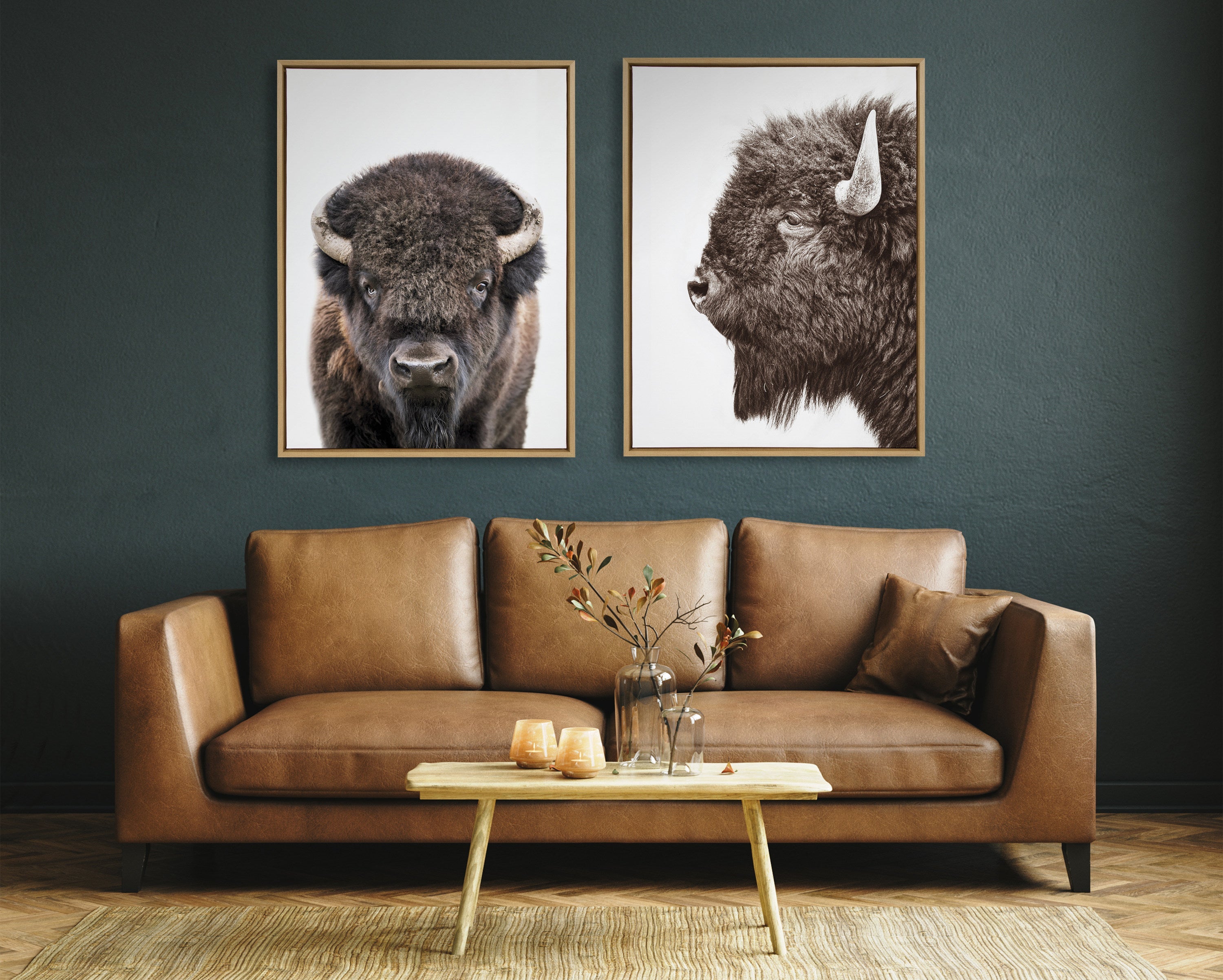 Sylvie Bison Portrait Framed Canvas by Amy Peterson Art Studio
