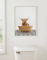 Sylvie Highland Cow In Mediterranean Bath Framed Canvas by kateandlaurel - product image 11 for Resin Society
