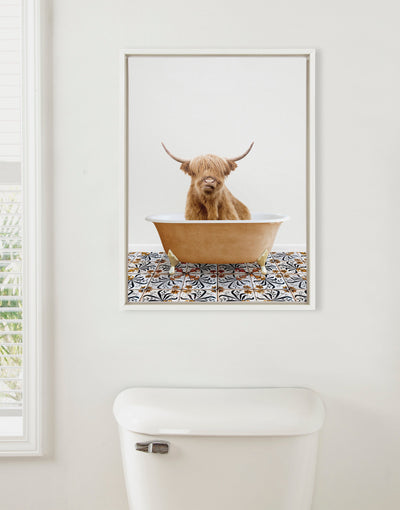 Sylvie Highland Cow In Mediterranean Bath Framed Canvas by kateandlaurel - product image 11 for Resin Society
