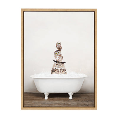 Sylvie Stacked Owls in Rustic Bath Framed Canvas by kateandlaurel - product image 20 for Resin Society