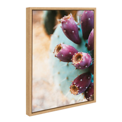 Sylvie Arizona Prickly Pear Cactus framed canvas wall art showing a green cactus on a neutral background with a modern floating frame