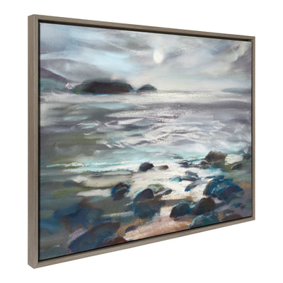 Sylvie Moonlight Becomes You framed canvas art in gray, displayed on a light-colored wall