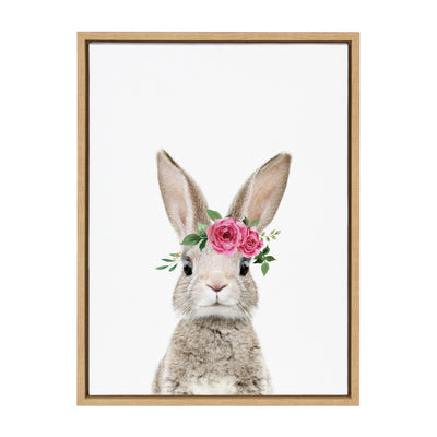 Sylvie Flower Crown Bunny Framed Canvas by Amy Peterson Art Studio