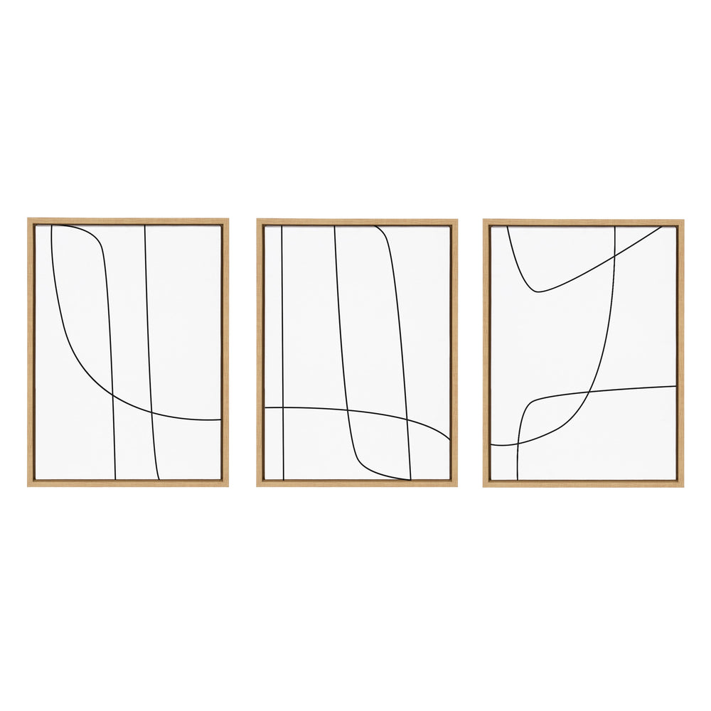 Sylvie Modern Line Abstract Black and White Framed Canvas Set by kateandlaurel - main product image for Resin Society