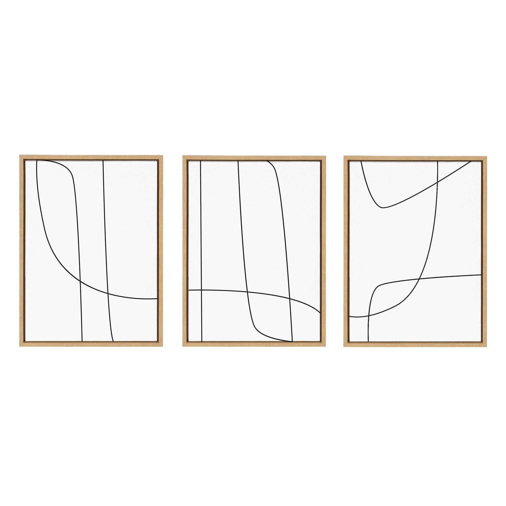 Sylvie Modern Line Abstract Black and White Framed Canvas Set by kateandlaurel - main product image for Resin Society