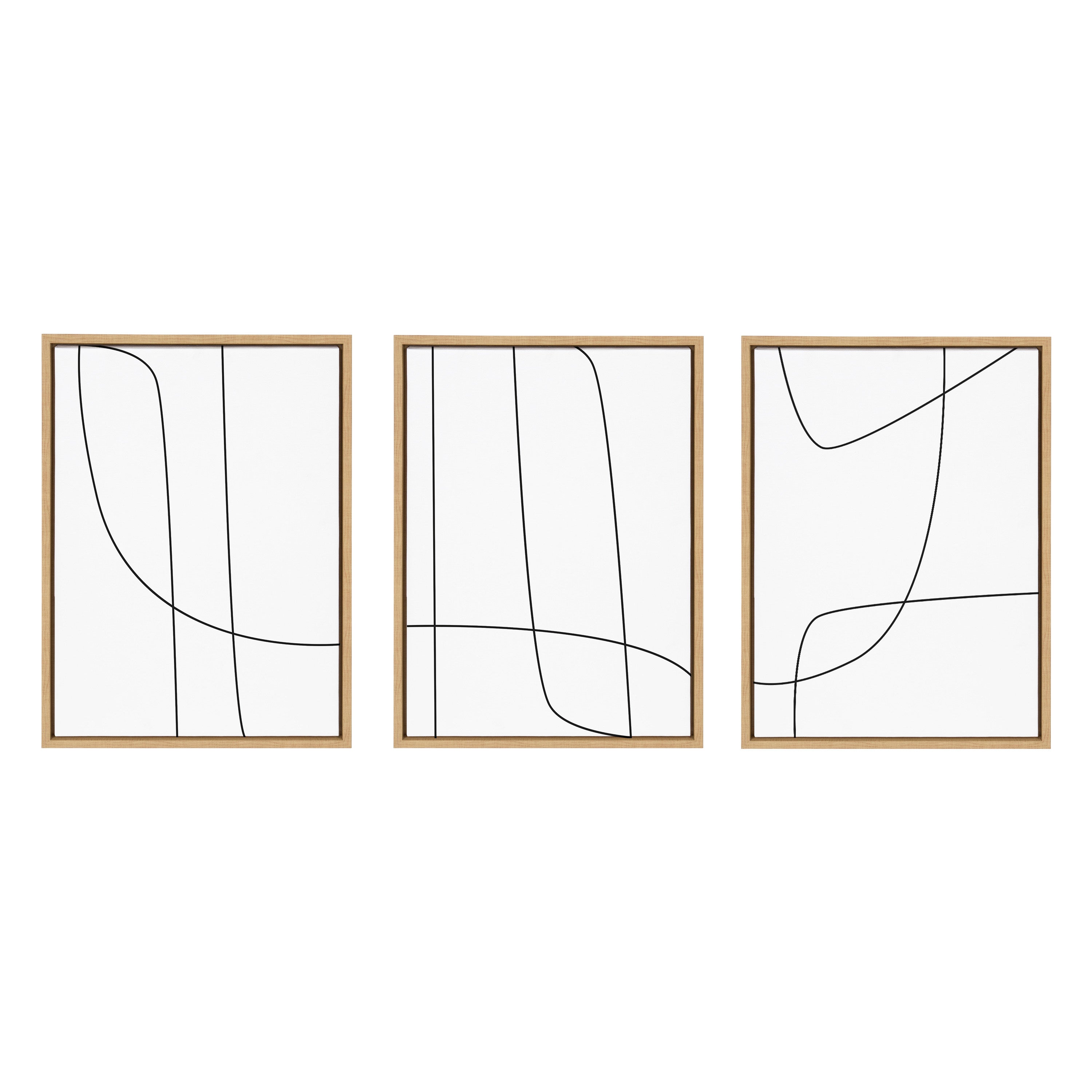 Sylvie Modern Line Abstract Black and White Framed Canvas Set by kateandlaurel - main product image for Resin Society