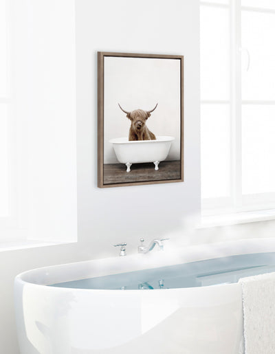 Sylvie Highland Cow in Tub Color Framed Canvas