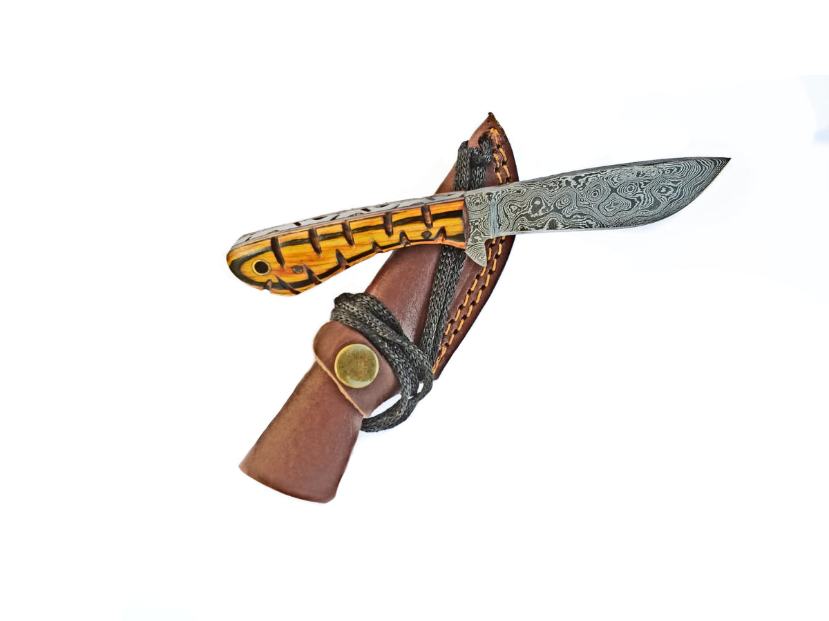 Damascus Knife perfect Utility Neck Knife TD-239 by Titan International K - Resin Society