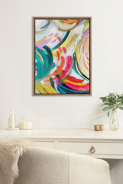 Sylvie Beaded EV Brushstroke 180 Framed Canvas by EttaVee