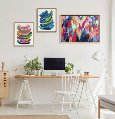 Sylvie Brushstroke and Bright Abstract Framed Canvas Set by kateandlaurel - product image 5 for Resin Society