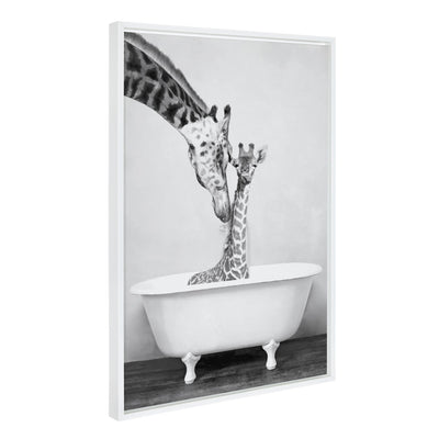Sylvie Giraffe In Tub Framed Canvas by kateandlaurel - product image 2 for Resin Society