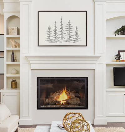 Sylvie Minimalist Evergreen Trees Sketch Framed Canvas