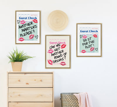 Sylvie Another Martini Guest Check Framed Canvas by Alli Standefer