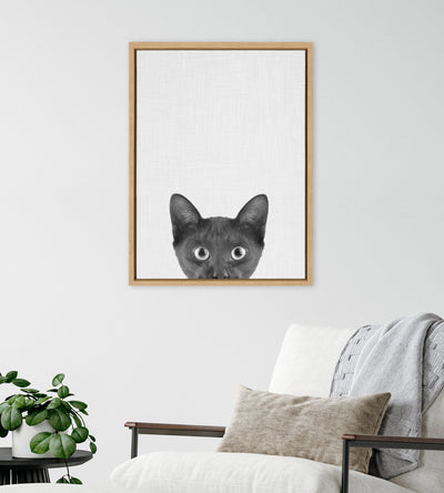 Sylvie Black Kitten Framed Canvas by Simon Te of Tai Prints