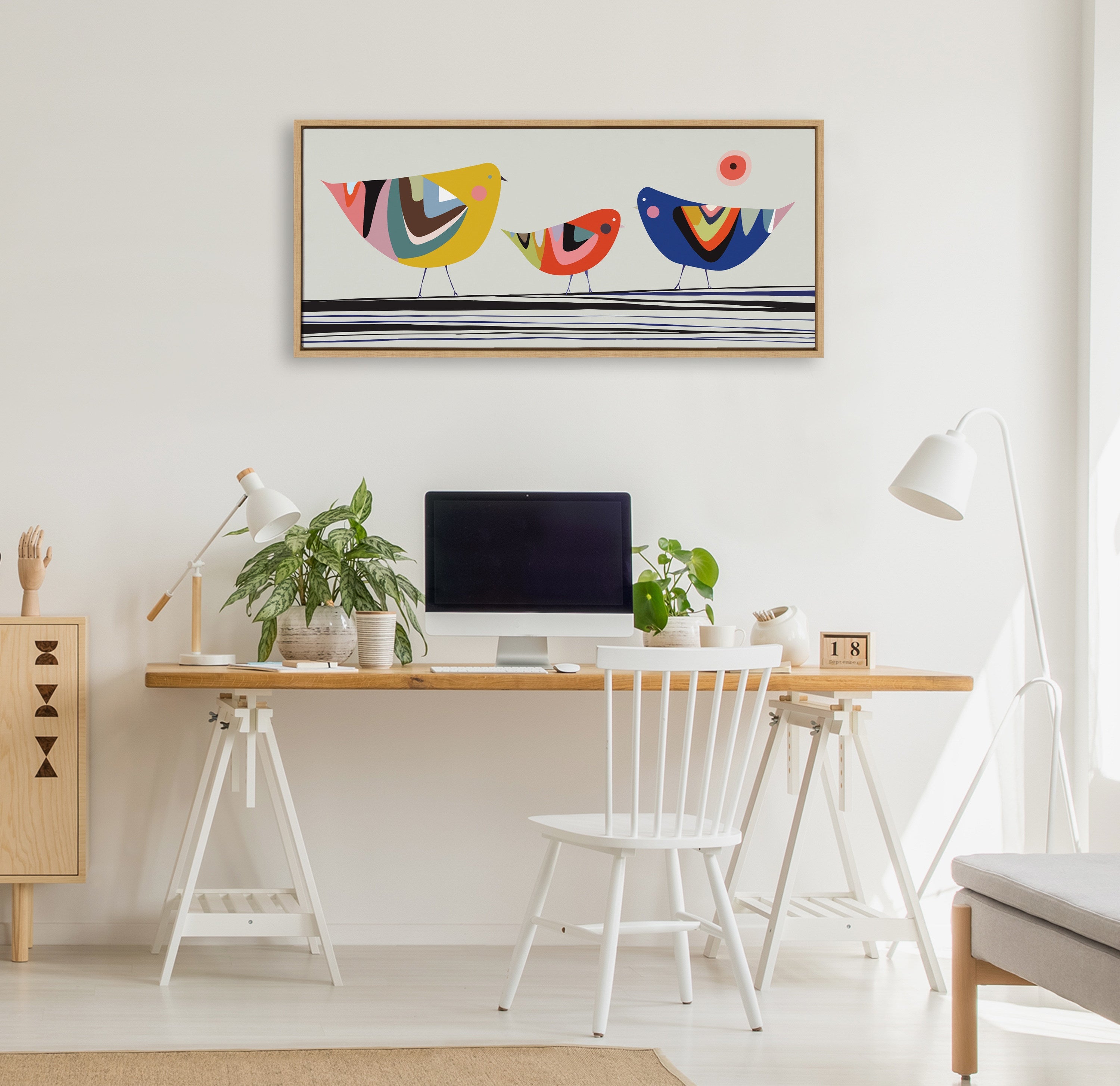 Sylvie Family Tree 3 Birds Framed Canvas by kateandlaurel - product image 10 for Resin Society