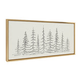 Sylvie Minimalist Evergreen Trees Sketch Framed Canvas