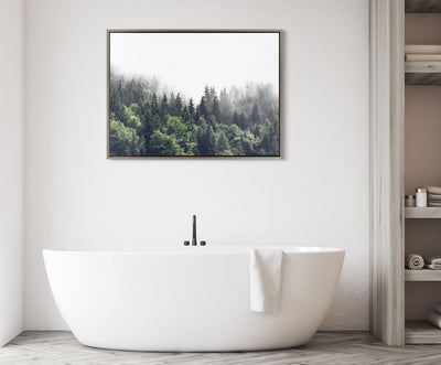 Sylvie Lush Green Forest On A Foggy Day Framed Canvas