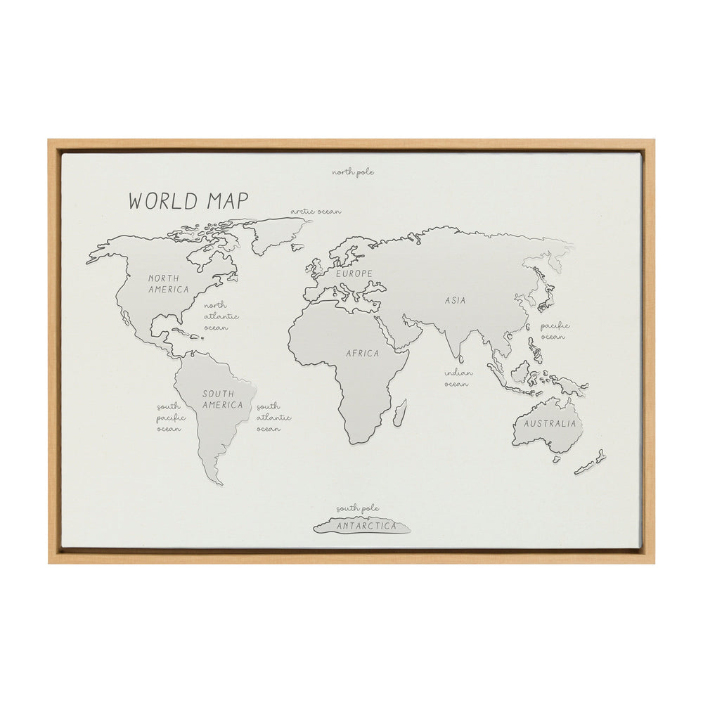 Sylvie World Map Sketch Framed Canvas by kateandlaurel - main product image for Resin Society