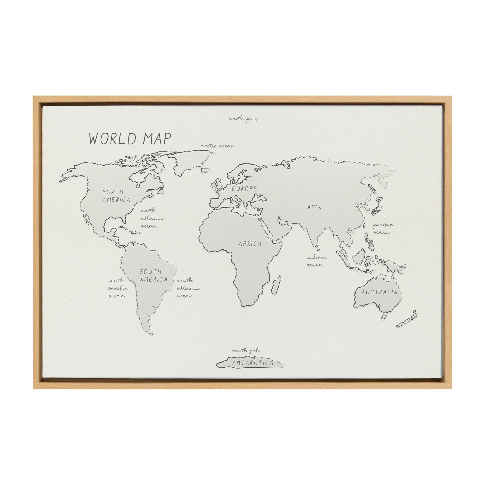 Sylvie World Map Sketch Framed Canvas by kateandlaurel - main product image for Resin Society