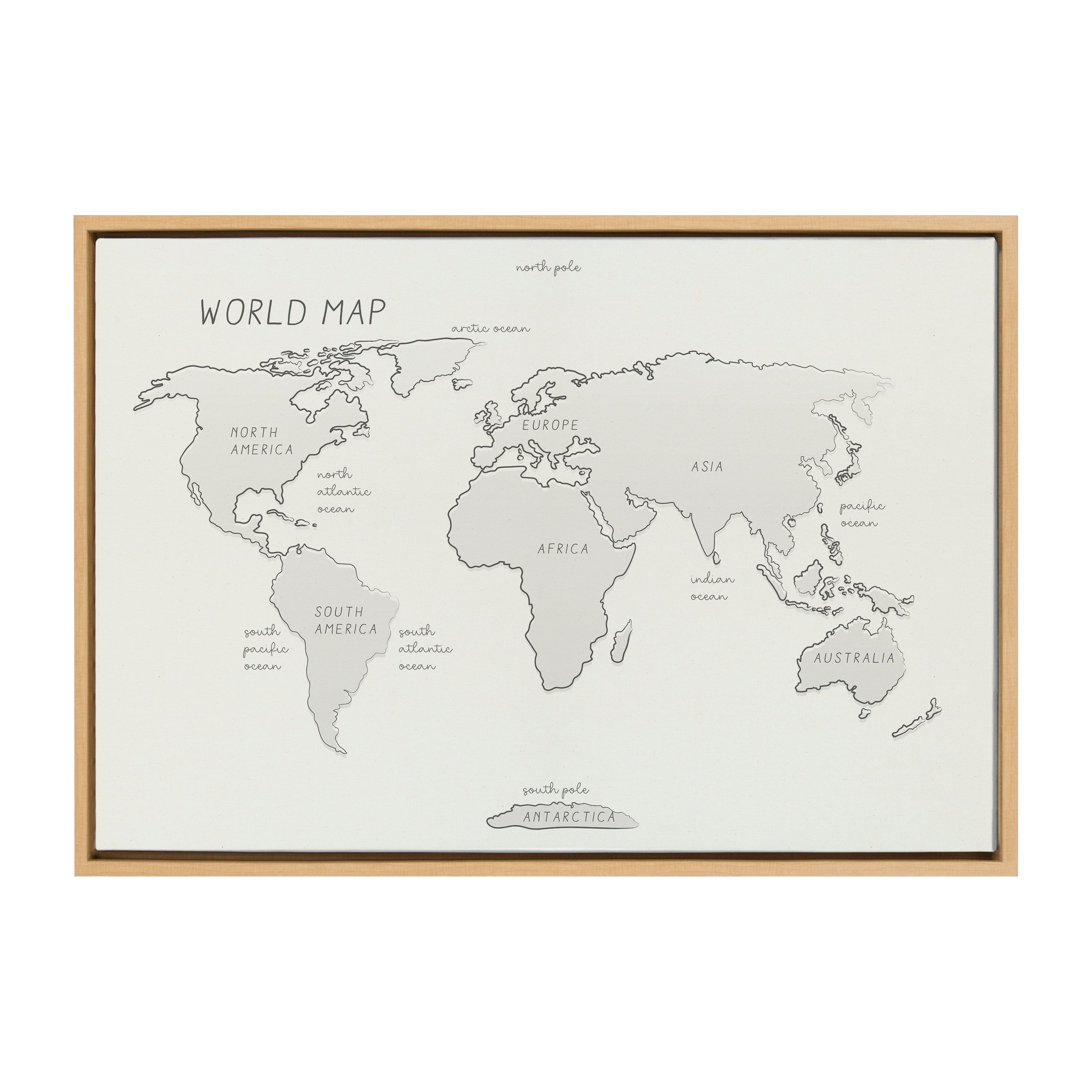 Sylvie World Map Sketch Framed Canvas by kateandlaurel - main product image for Resin Society
