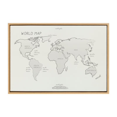Sylvie World Map Sketch Framed Canvas by kateandlaurel - main product image for Resin Society