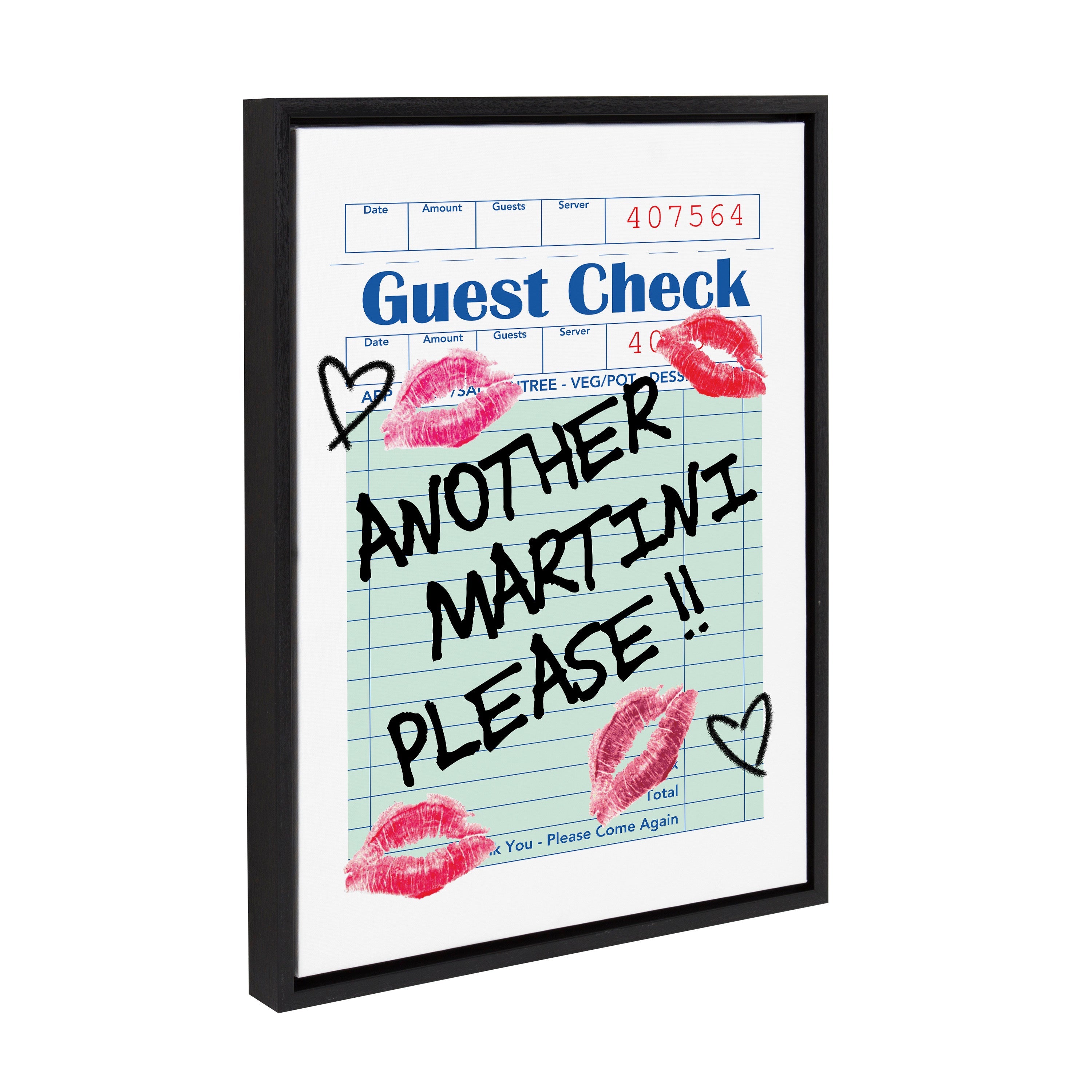 Sylvie Another Martini Guest Check Framed Canvas by Alli Standefer