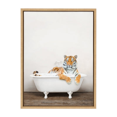 Sylvie Bengal Tiger in Rustic Bath Framed Canvas by kateandlaurel - product image 20 for Resin Society
