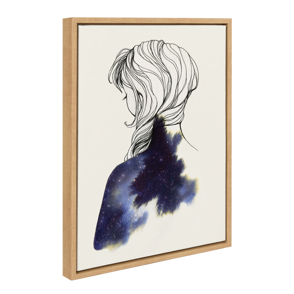 Sylvie Within Framed Canvas Art by Faryn Hughes showing a female portrait with modern frame on white wall