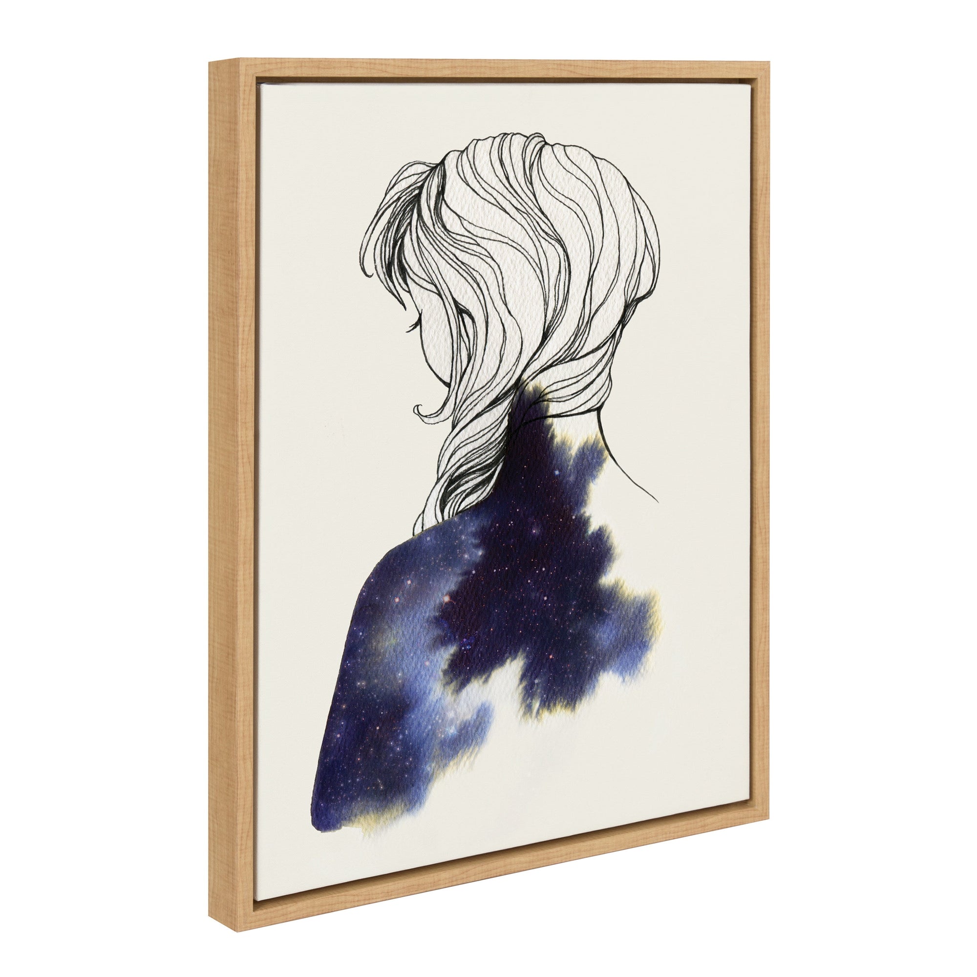 Sylvie Within Framed Canvas Art by Faryn Hughes showing a female portrait with modern frame on white wall