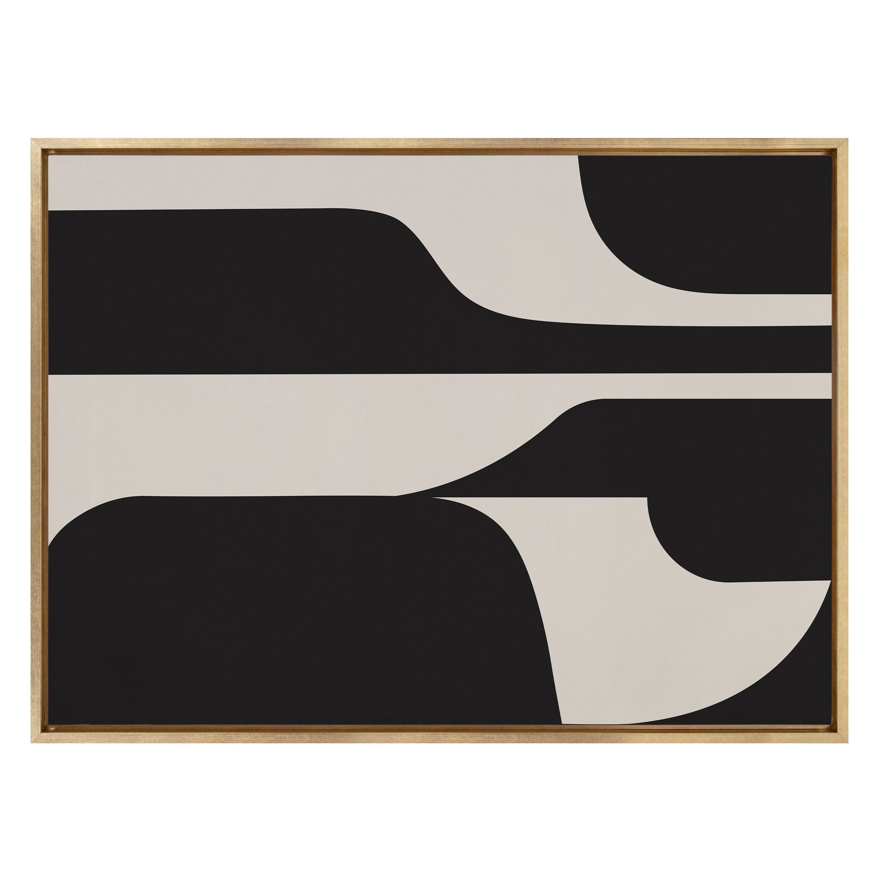 Sylvie Eye Catching Sleek Abstract 6 Black and Beige Framed Canvas by kateandlaurel - product image 2 for Resin Society