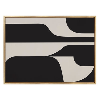 Sylvie Eye Catching Sleek Abstract 6 Black and Beige Framed Canvas by kateandlaurel - product image 2 for Resin Society