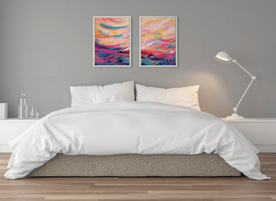Sylvie Brush Strokes 90 Framed Canvas Set by kateandlaurel - product image 5 for Resin Society