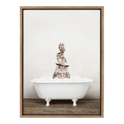Sylvie Stacked Owls in Rustic Bath Framed Canvas by kateandlaurel - product image 8 for Resin Society