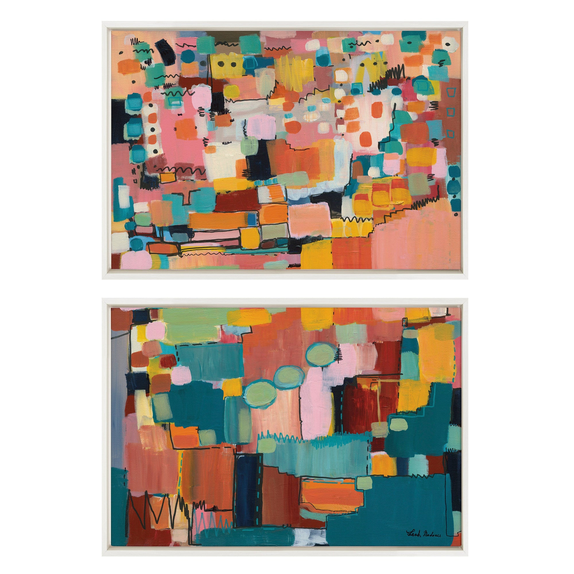 Sylvie Sunset Fiesta Set No 1 and Sunset Fiesta Set No 2 Framed Canvas by kateandlaurel - product image 9 for Resin Society