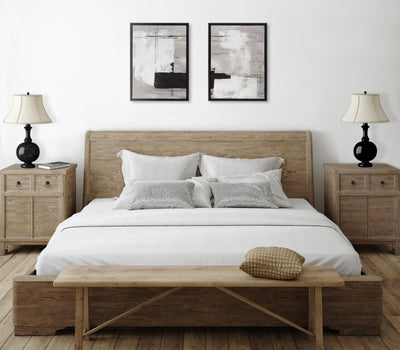 Sylvie Line 1 Left and Right Neutral Linen Framed Canvas Art Set by Nikita Jariwala