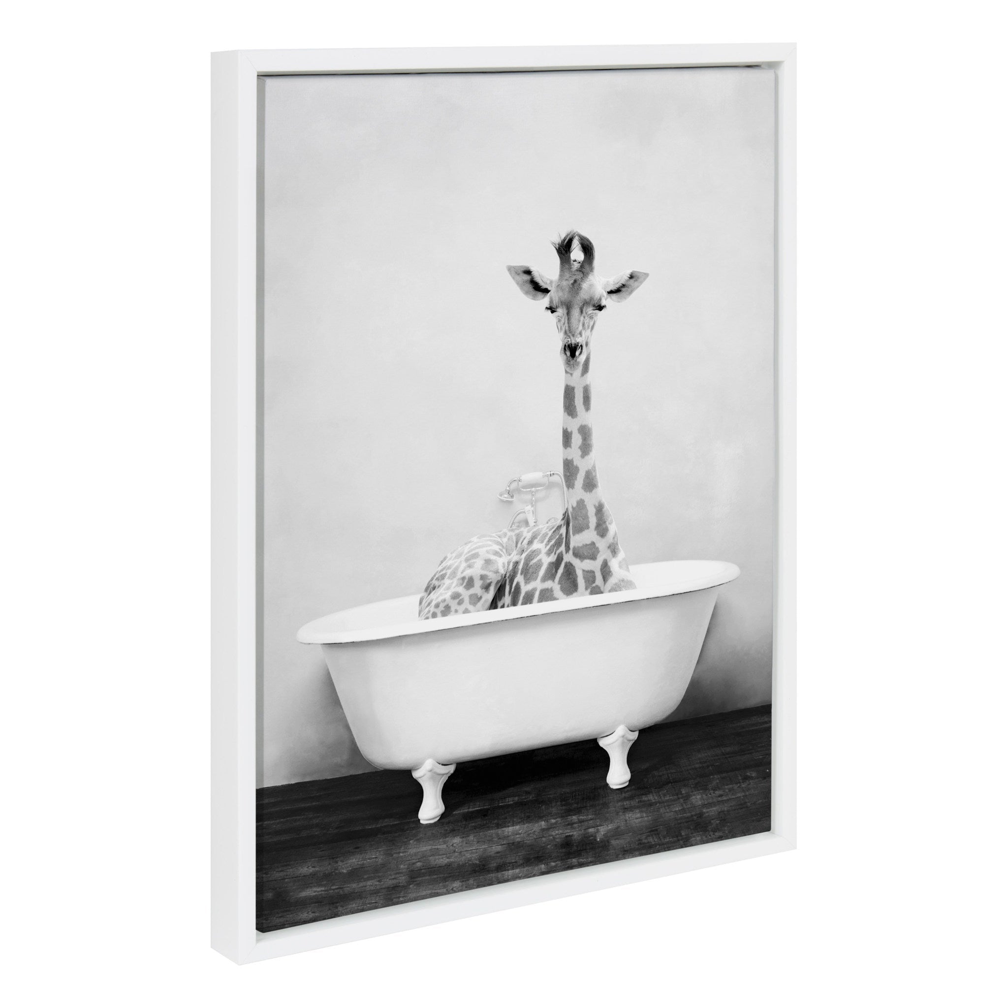Sylvie Giraffe 2 in the Tub Framed Canvas by kateandlaurel - product image 2 for Resin Society