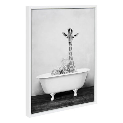 Sylvie Giraffe 2 in the Tub Framed Canvas by kateandlaurel - product image 2 for Resin Society