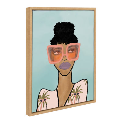 Sylvie Fashion Girl 2 Blue Framed Canvas by Kendra Dandy of Bouffants and Broken Hearts