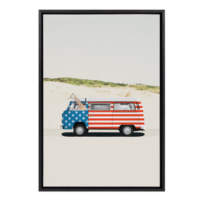 Sylvie USA Retro Beach Van Framed Canvas by July Art Prints