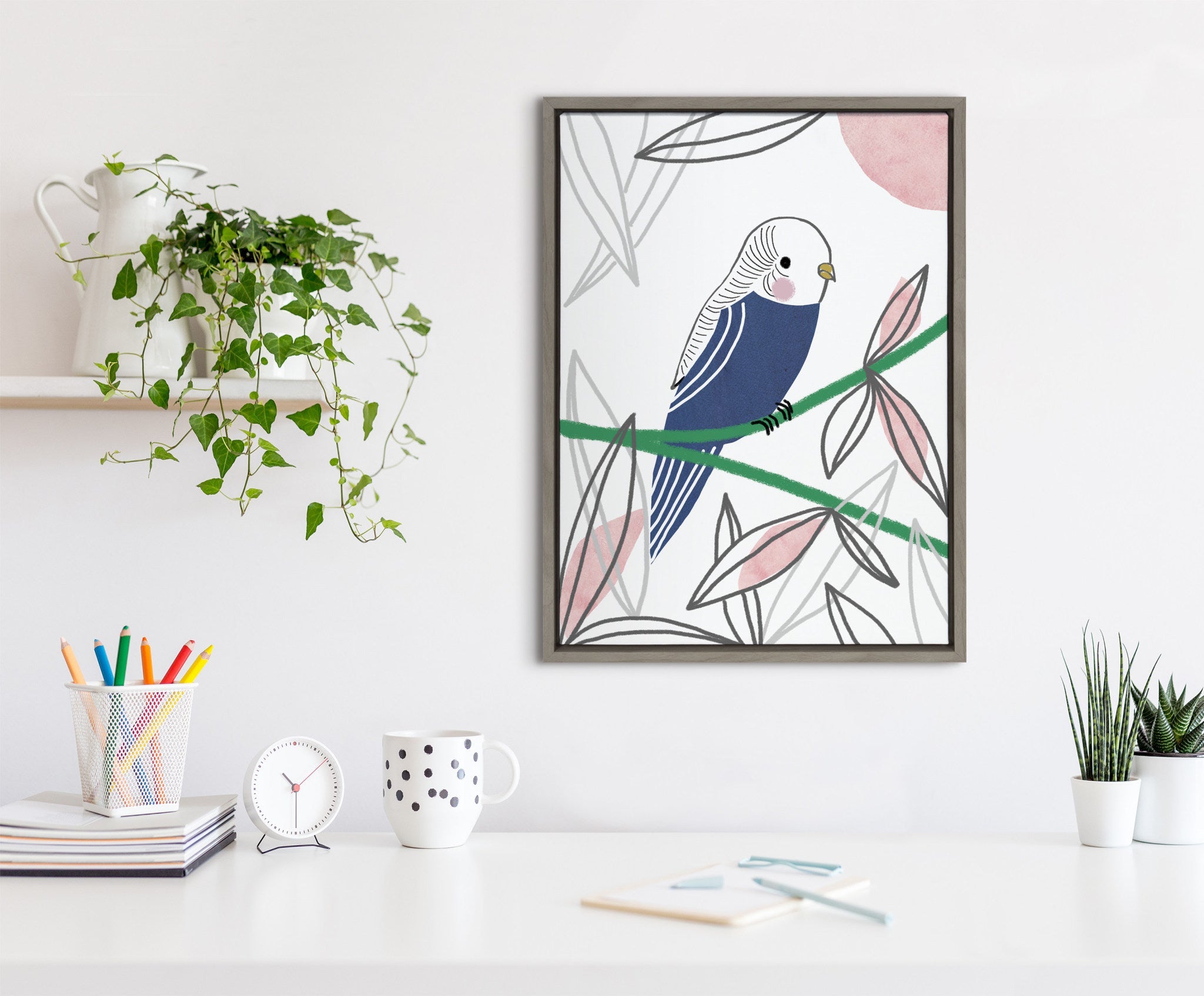 Sylvie Dreamy Parakeet Framed Canvas by kateandlaurel - product image 8 for Resin Society
