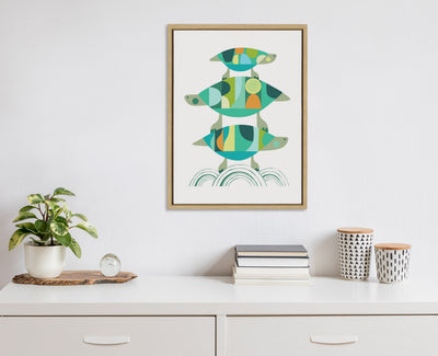 Sylvie Turtle Family Framed Canvas by Rachel Lee of My Dream Wall