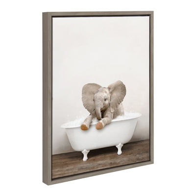Sylvie Baby Elephant No 6 in Rustic Bath Framed Canvas by kateandlaurel - product image 13 for Resin Society