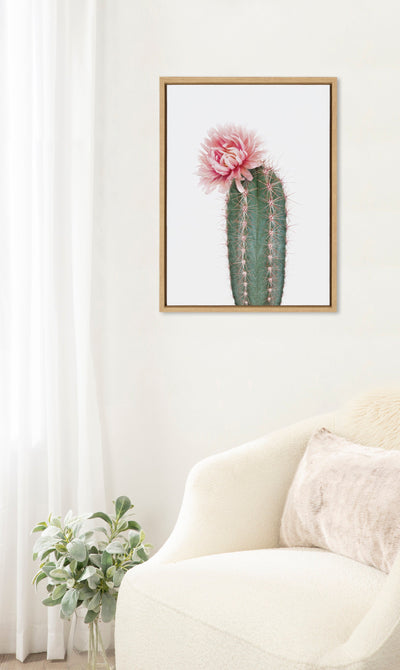 Sylvie Pink Cactus Flower Framed Canvas by Amy Peterson Art Studio