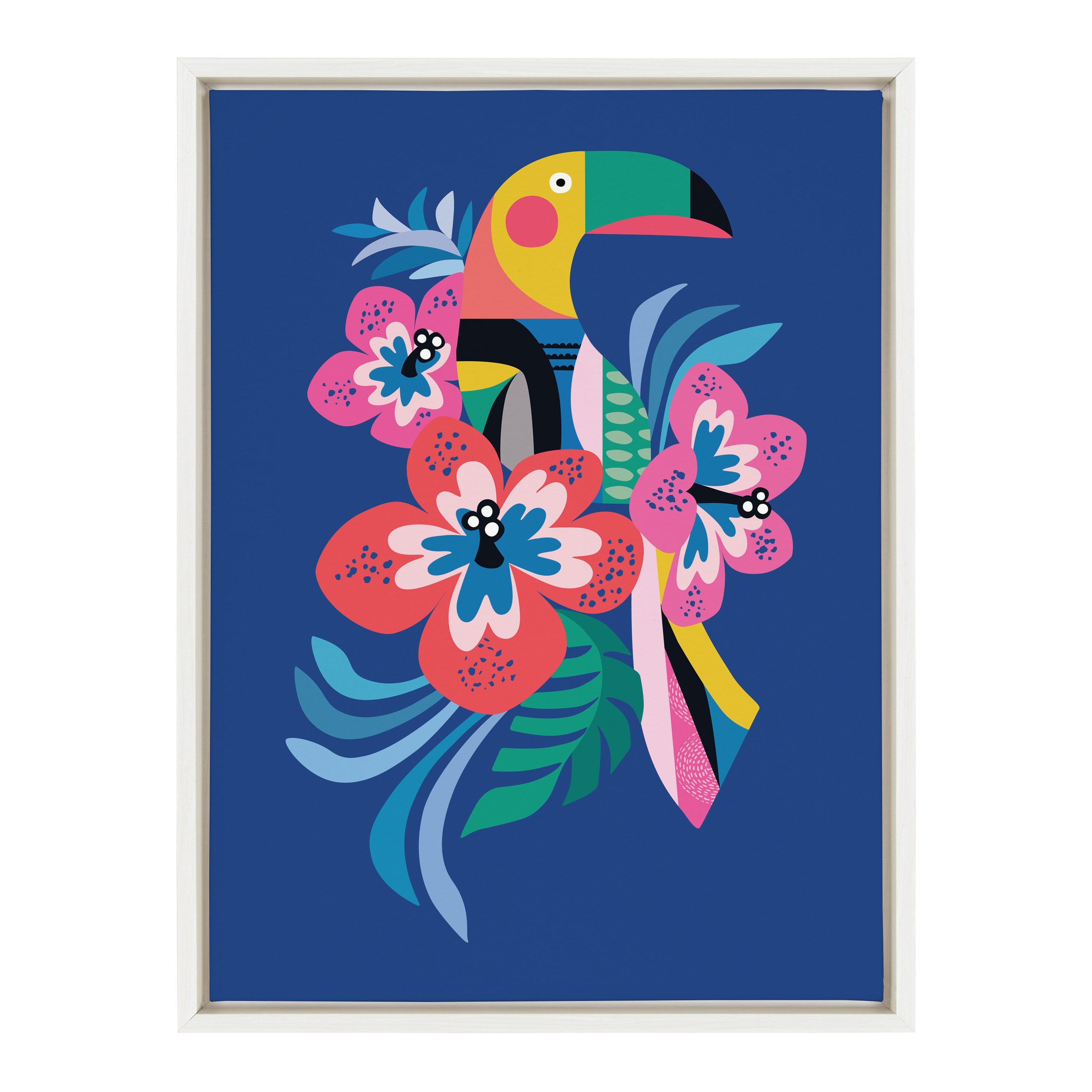 Sylvie Mid Century Modern Hibiscus Framed Canvas by kateandlaurel - product image 9 for Resin Society