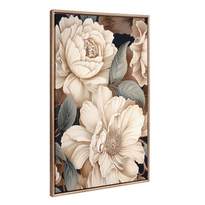 Sylvie Beaded Retro Glam Floral Framed Canvas by The Creative Bunch Studio