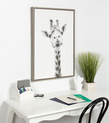 Sylvie Giraffe Framed Canvas by Simon Te of Tai Prints