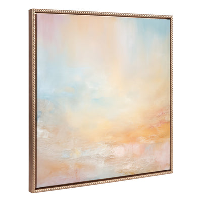 Sylvie Beaded Tonal Abstract Pastels framed canvas art with vintage gold beaded frame